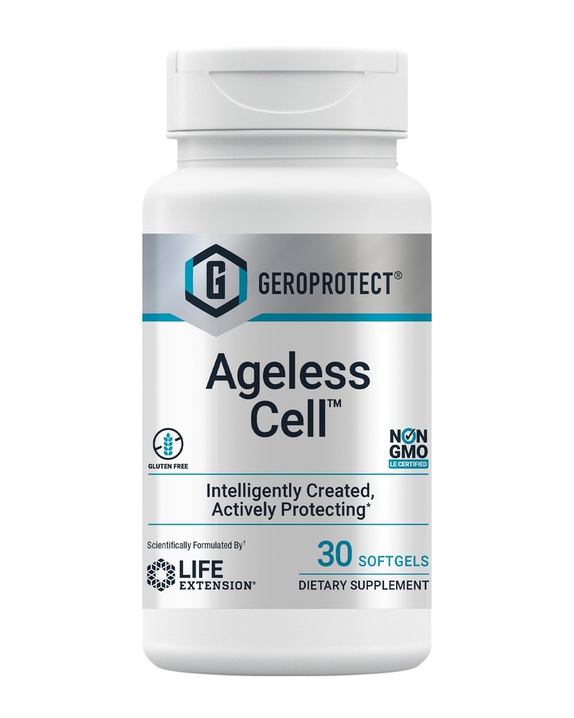 Lebensverlängerung GEROPROTECT® Ageless CellTM, Cellular Health, Healthy Aging, Vitamin E, N-Acetyl-L-cystein, Green Tea Extract, myricetin, Gluten Free, Non-GMO, 30 Softgels