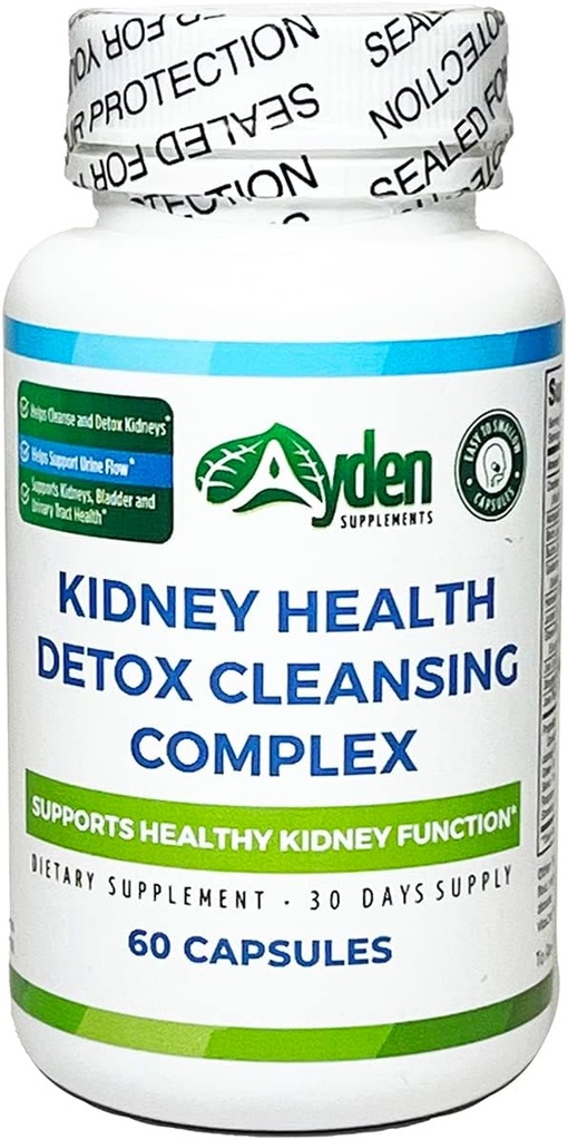 Kidney Health Detox Cleansing Complex - 1,110 mg, unterstützt Nieren, Blase, Urinary Tract, Kräuter, 21, Cranberry 400 mg, Astragalus 200 mg, Pferdeschwanz, Gravel Root, Uva Ursi, 60 Kapseln