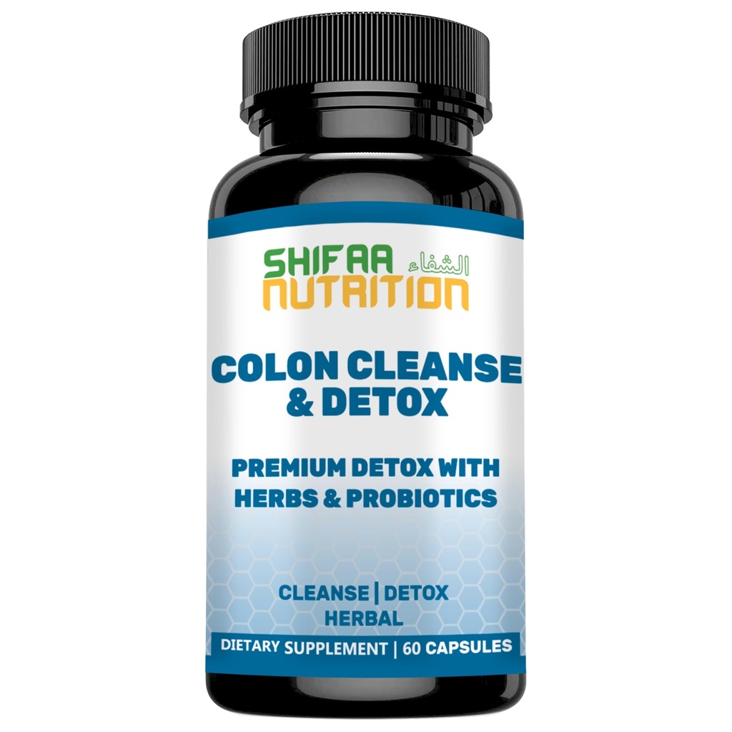 SHIFAA NUTRITION Premium Colon Cleanse & Herbal Detox Pillen | 2x15 Tage Versorgung | mit Probiotics, Fennel Seed, Cascara Sagrada & Ginger Root Halal Vitamine