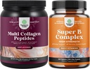 Bundle of Multi Collagen Protein Powder für Frauen und Männer - Haar Haut und Nägel Vitamine und Vitamin B Complex Erwachsene Multivitamin für Immununterstützung Mood Boost und Gedächtnis Supplement für Gehirnunterstützung