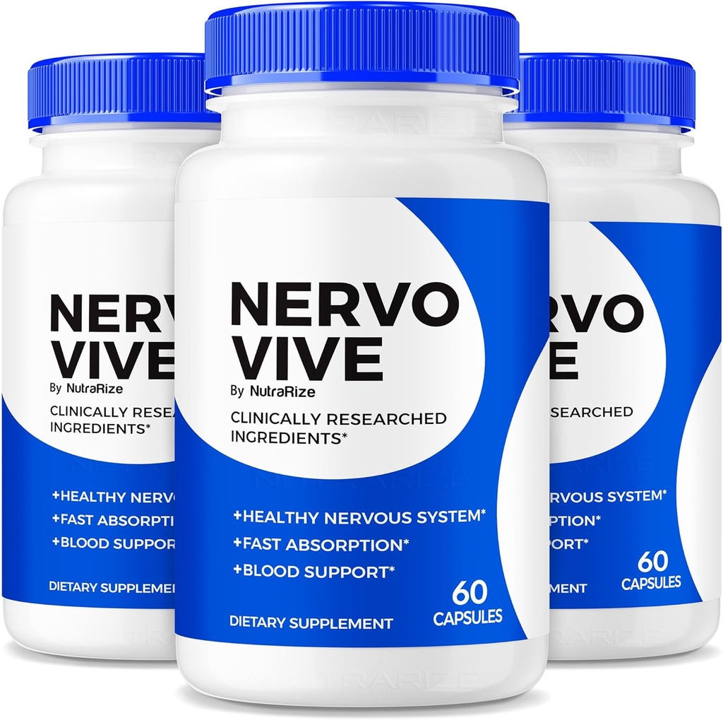 (Pack von 3) NervoVive – Original Nervo Vive Nerve Health Support Formula, Total Nerve Care mit natürlichen Inhaltsstoffen für Komfort & Signal Funktion | NervoVive24 Easy-to-Take Daily Pillen (180 Kapseln)