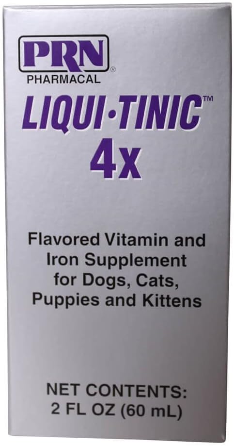 Liqui-Tinic 4x Vitamin und Eisen Ergänzung für Hunde, Katzen, Welpen & Kittens, 2 Unzen.