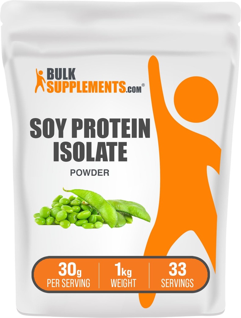 BulkSupplements.com Soy Protein Isolate Powder - Vegan Protein Powder, Unflavored - Rein & Glutenfrei, 30g pro Servierung, 1kg (2.2 lbs) (Pack von 1)