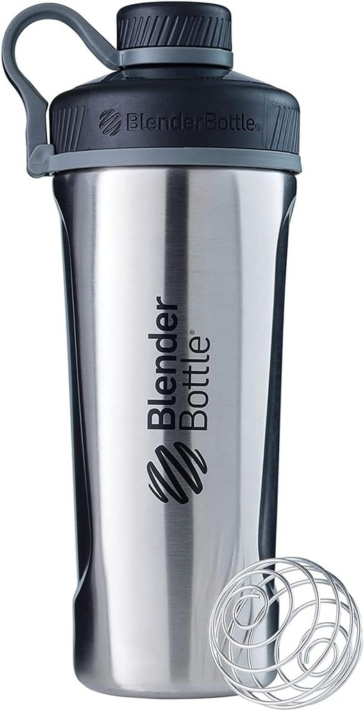 BlenderBottle Radian Shaker Cup Insulated Edelstahl Wasserflasche mit Draht Whisk, 26-Ounce, natürlich/schwarz