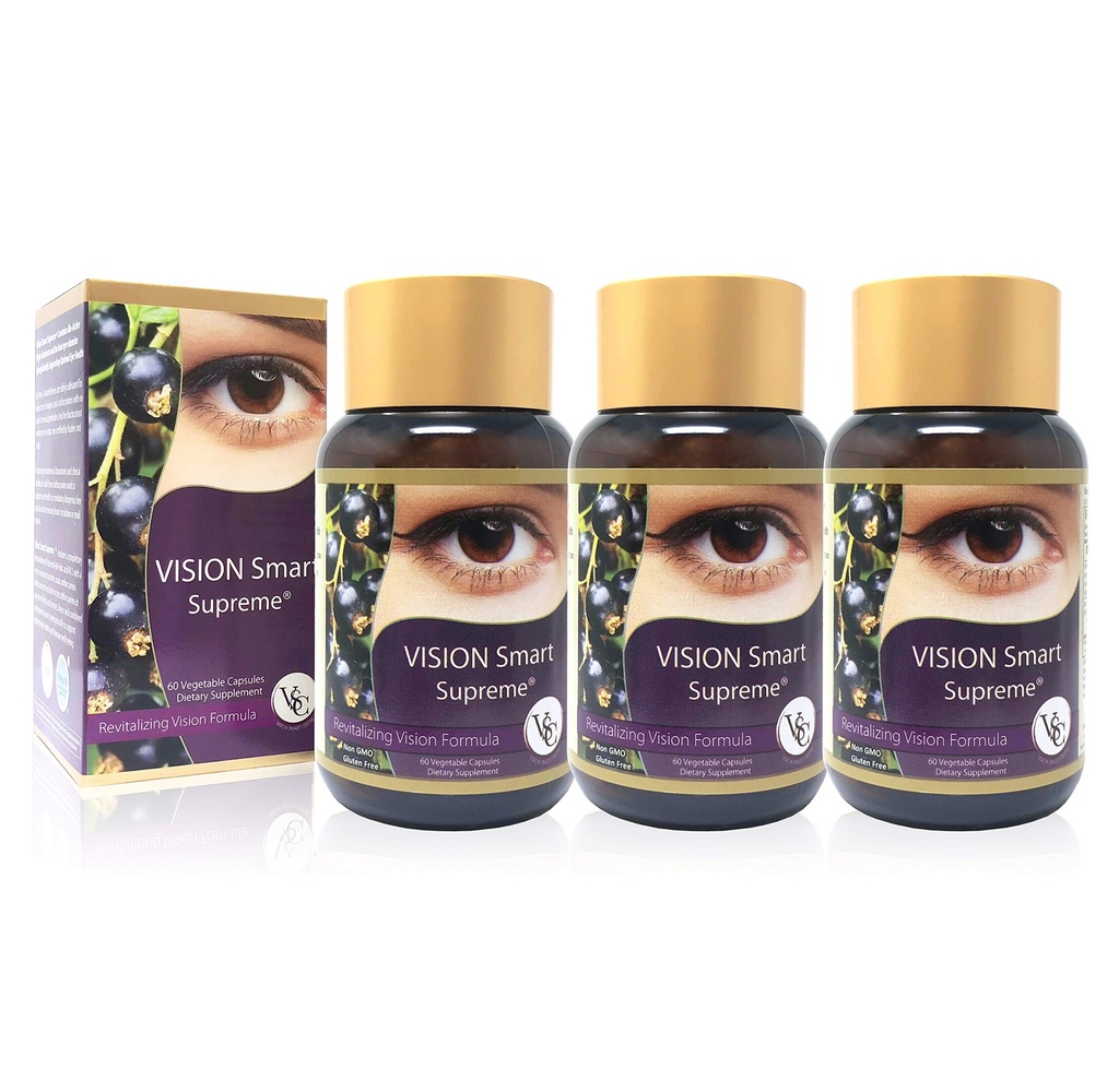 Vision Smart Supreme - Superior Eye Supplement, Premium Nutraceutical Ingredients with 210mg of Pure Anthocyanins of D3R and C3R, Protect and Enhance Eye Health Completely (3 Bottles)
