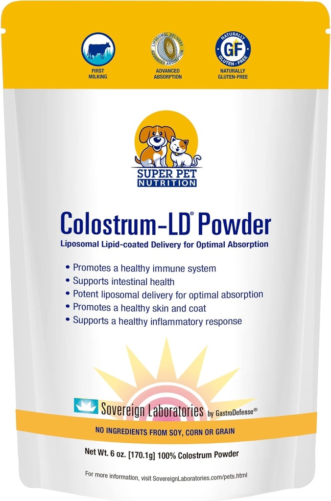 Veterinär zugelassene Super Pet Nutrition - für Hunde und Katzen - Liposomale Bovine Colostrum, Reich an Immunoglobulinen (25%+), Unterstützung für Immun- und Verdauungssysteme, Allergien (6 Unzen)