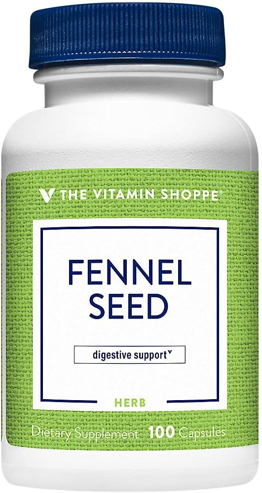 Vitamin Shoppe Fennel Seed 480MG (Foeniculum Vulgare Seed), Kräuterergänzung für Verdauungsunterstützung und Darmgesundheit (100 Kapseln)