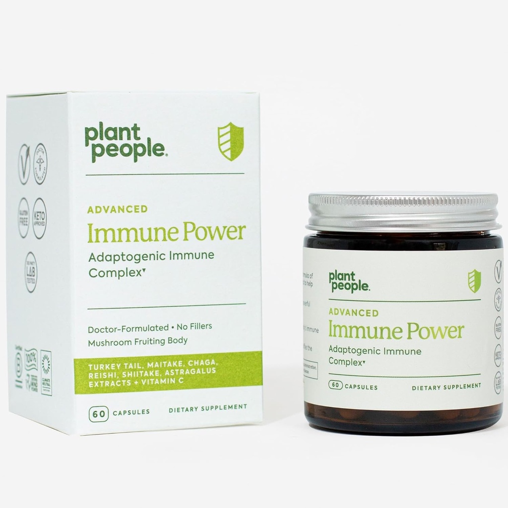 Pflanzenmenschen - Immunleistung | Fortgeschrittene Immununterstützung mit Pilzen, Astragalus, Kräuter und Vitamin C | Natürlich, USDA Organic, Vegan, Non-GMO, Glutenfrei, Vitamine und Ergänzungen | 60 Kapseln