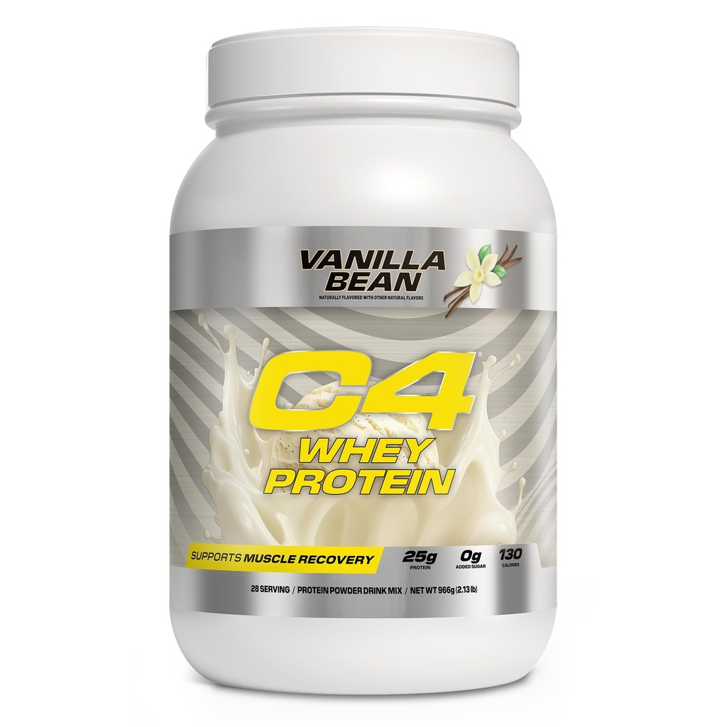 Cellucor C4 Whey Protein Powder, Vanilla Bean - 25g Protein, 0g Hinzugefügt Zucker, 130 Kalorien pro Servieren, Unterstützt Muskelrückgewinnung, 28 Servierungen, Premium Whey for Post-Workout