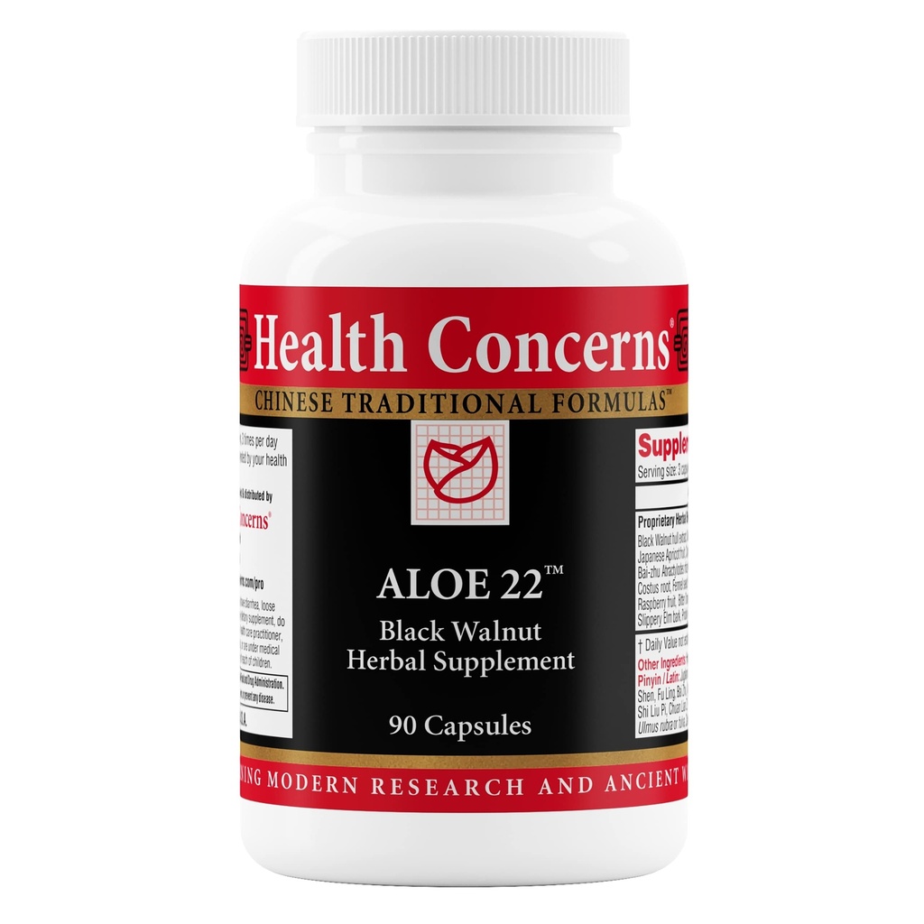 Gesundheit betrifft Aloe 22 – Verdauungshilfe & Darmreiniger – Verzehr, Bloating & Parasite Detox Supplement – Schwarze Walnuss, Ingwer, Myrobalan & Aloe Vera Kräuterformel – 90 Kapseln