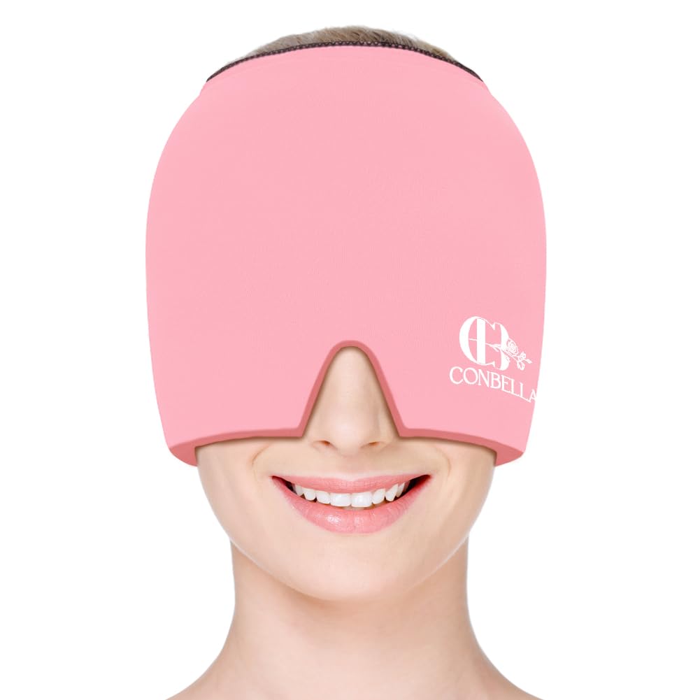 Migraine Relief Cap, beruhigende Kopfschmerzen Eis Gesichtsmaske Produkte, Heiße und kalte Therapie, Migraine Kopfschmerzen Relief Cap für Migraine, Sinus, Puffy Eyes, Spannung, Stress und Hangover (Pink)