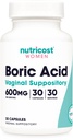 Nutricost Boric Acid 600mg, 30 Kapseln - Vaginal Suppository - Non-GMO - für Damen