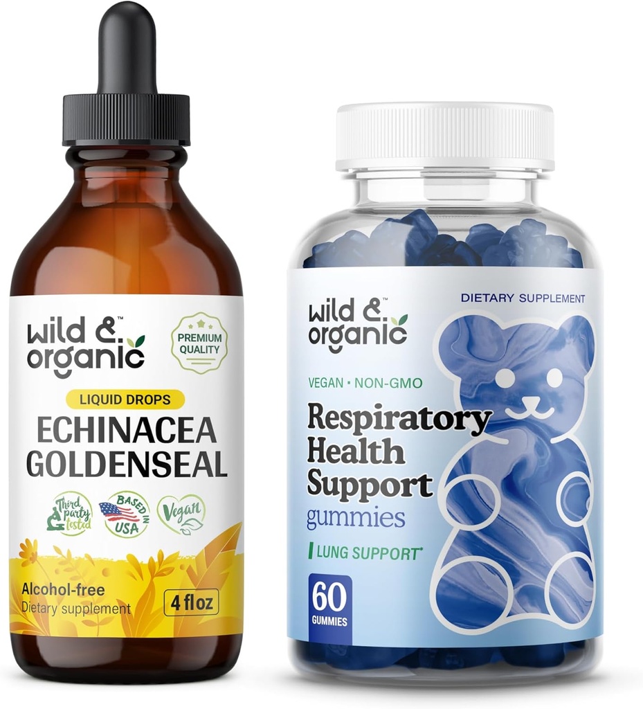 Wild & Organic Echinacea Goldene Tinktur 4 fl oz & Lung Detox Gummis