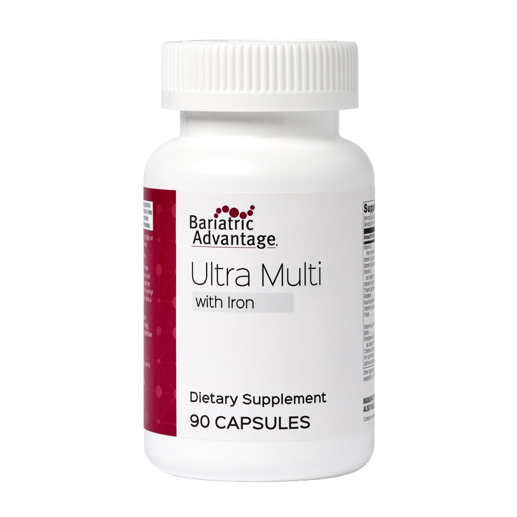 Bariatric Advantage Ultra Multivitamin mit Eisen - Ultra Multi mit Eisen - Kapsel Format Multivitamin - Bietet vollständigen Komplex von B Vitaminen - mit Vitamin C, Chrom &amp; Mehr - 90 Kapseln
