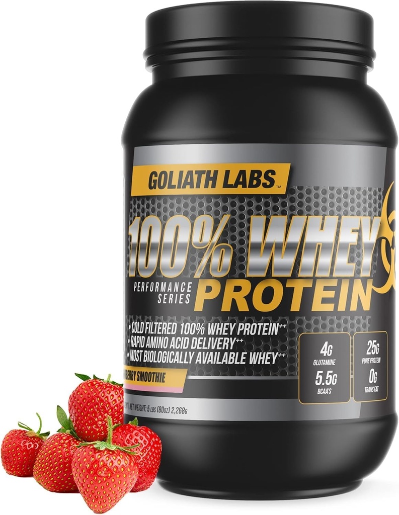 Goliath Labs 20-Pound Strawberry 100% Whey Protein Powder Workout Supplement