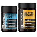ONNIT Premium Alpha Brain Bundle - Nootropic Brain Supplement (90 Zähler) für Fokus, Konzentration & Speicher + Shroom Tech Sport für Übung, Energie & Herz-Kreislauf-Leistung (28 Zähler)