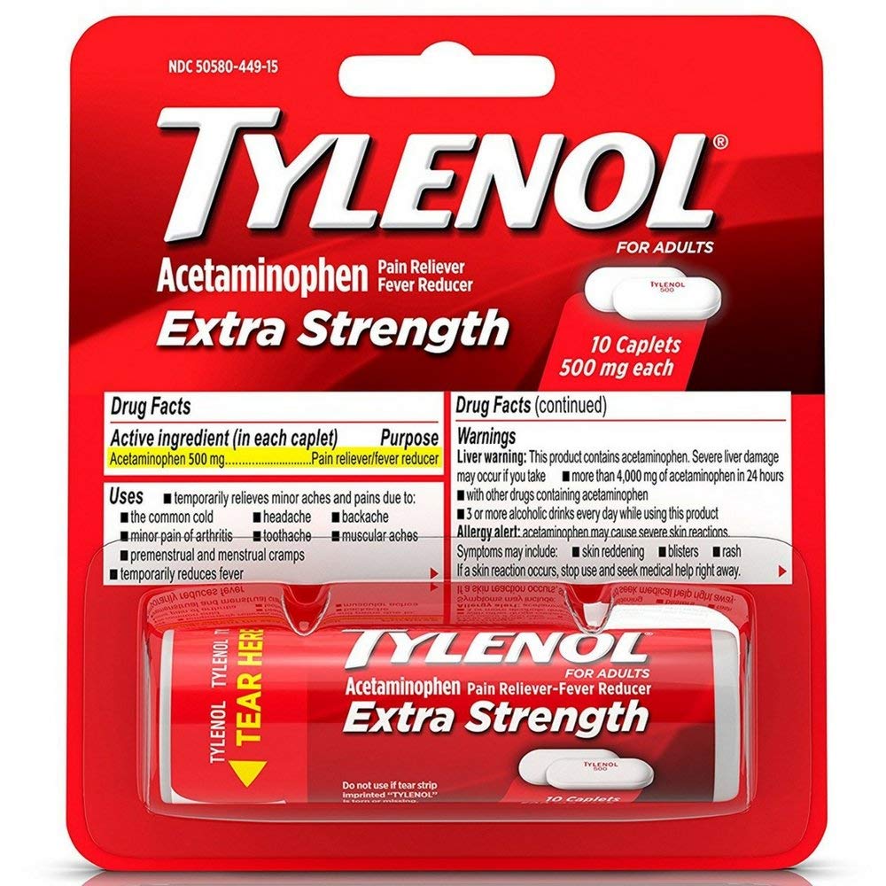 TYLENOL Extra Strength Caplets 10 ea (Pack mit 6)
