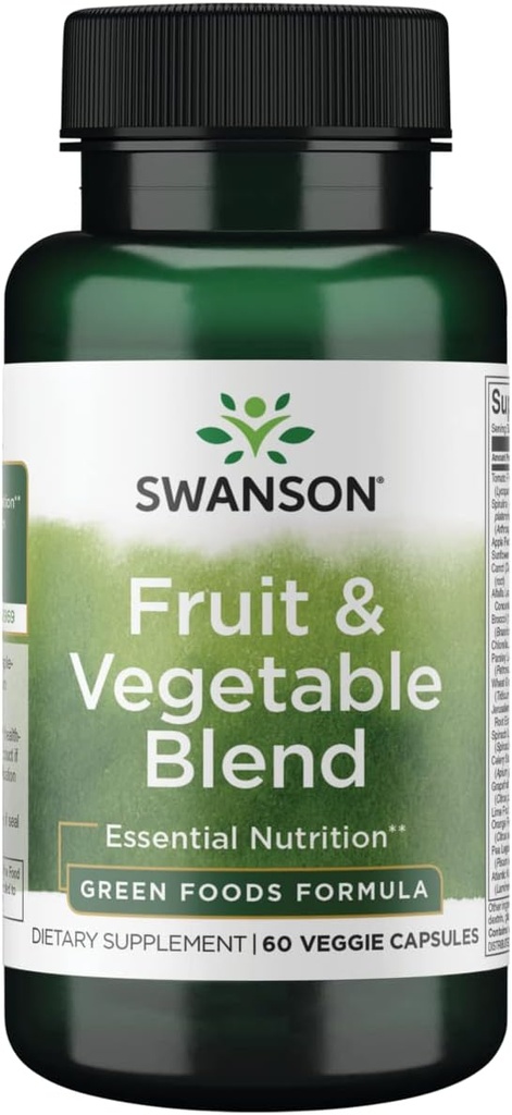 Swanson Fruit & Vegetable Blend - Natürliche Mischung aus über 25 Obst und Gemüse liefern essentielle Nährstoffe - Leistungsstarke grüne Lebensmittel Veggie Supplement - (60 Veggie Kapseln)
