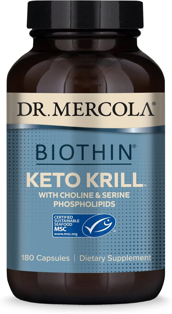 Dr. Mercola, Keto Krill Oil Supplement, 90 Portionen (180 Kapseln) Omega 3 Fettsäuren, MSC zertifiziert, Non GMO, Soy-Free, Glutenfrei