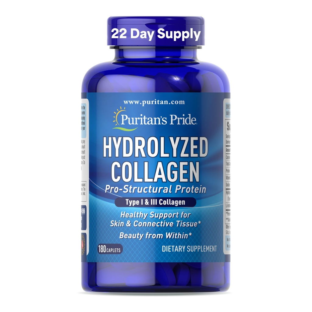 Puritan's Pride Hydrolysed Collagen 1000 mg - 180 caplets Protein Supplement