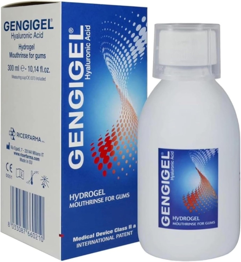 Gengigel Hyaluronsäure Mouthrinse (300 ml), Oral Care Solution for Gum Health, Reduces Discomfort, Hilft, Gum Recession & Gingivitis, Kein Alkohol oder SLS, Vegan & Kosher