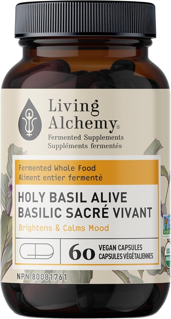 Heilige Basilika-Ergänzungen - Hl. Basilikum mit natürlichem Zitronenbalsam - Tägliche Ergänzungen für Damen und Herren - Vegan, Non-GMO - Living Alchemy, 60 Stück