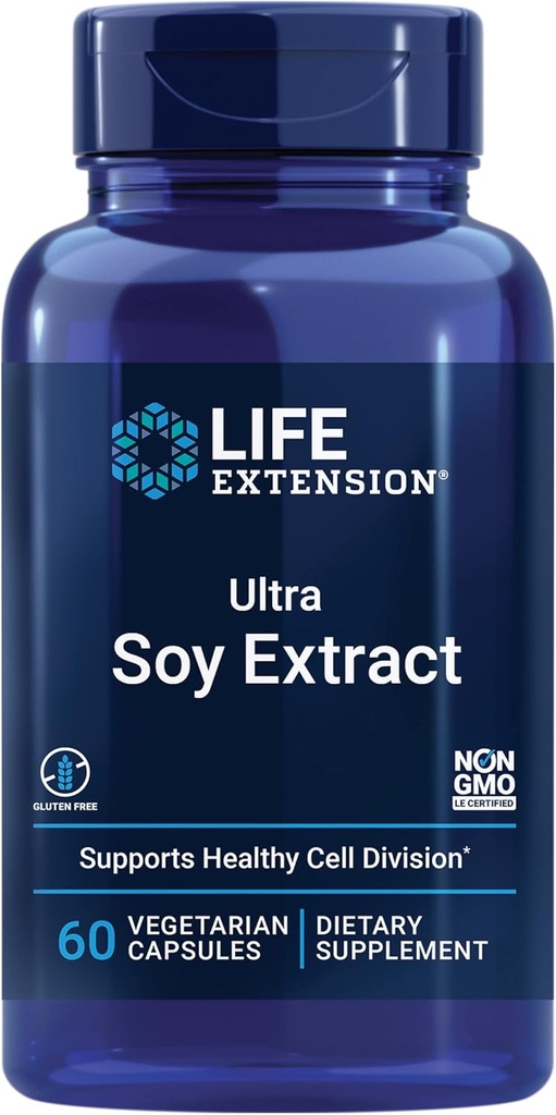 Life Extension Ultra Soy Extract, Healthy Aging & Cell Health, Glutenfrei, Non-GMO, Vegetarisch, 60 Kapseln