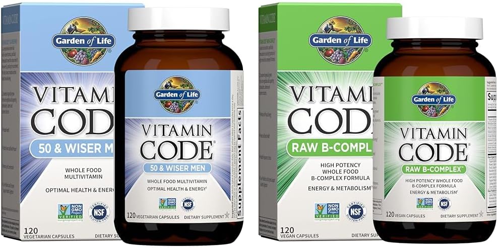 Garten des Lebens Männer 50+ Multivitamin und B Complex Vitamin Raw Ganze Nahrung 120 Kapsel Supplement Bundle
