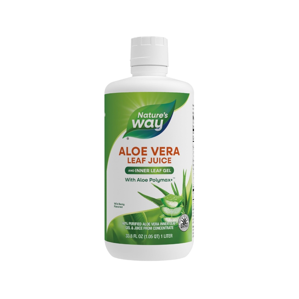 Nature's Way Aloe Vera Blattsaft und Innere Blatt Gel, mit Aloe Polymax+, zertifiziert für Aloe Inhalt und Reinheit, Wild Berry Flavored, 33.8 Fl Oz (Packaging May Vary)
