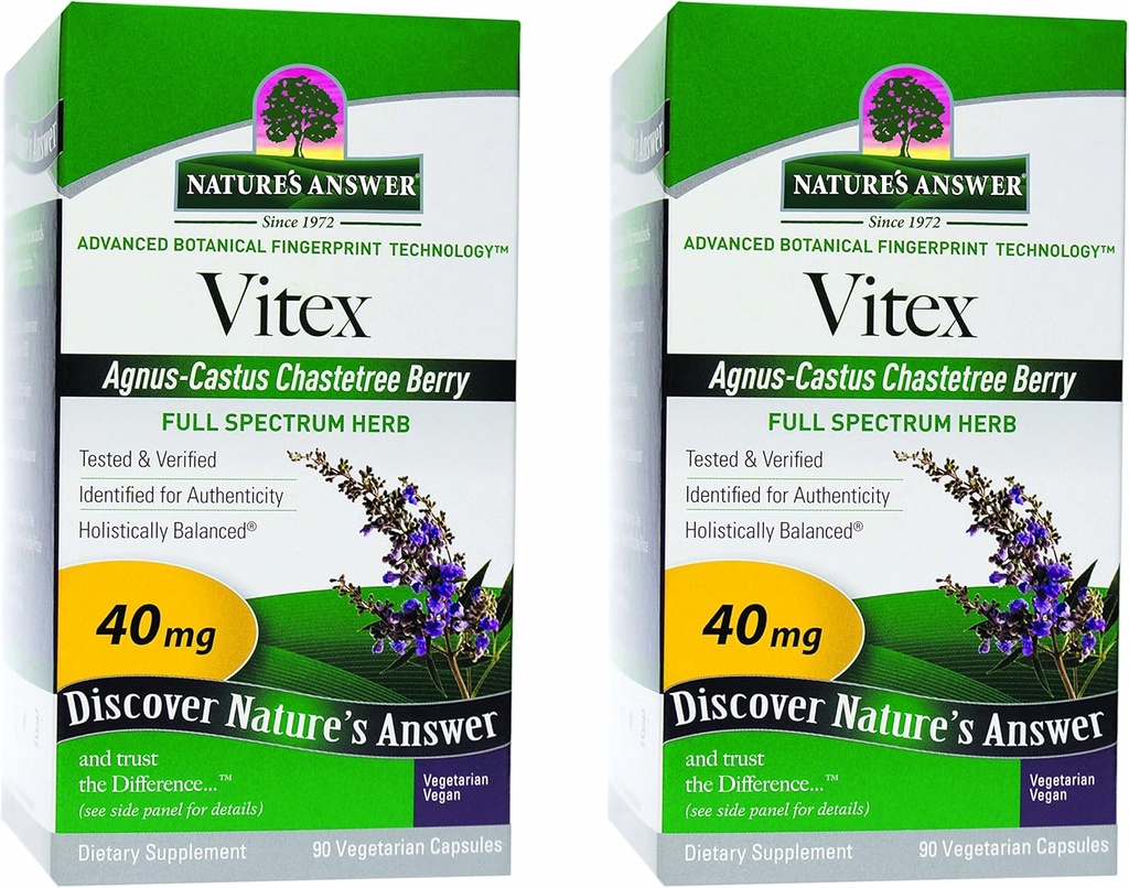 Natur Antwort Vitex Chastetree Berry Supplement, 90-Vegetarische Kapseln, 2 Zähler | Hormonal Balance | Ovulation Unterstützung | Menopausal Unterstützung