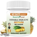 Chewable Iron Carbonyl 65 mg mit Vitamin C 180 mg (für Frauen/Men) - Tablet in Ananas Flavor 60 Count (1)