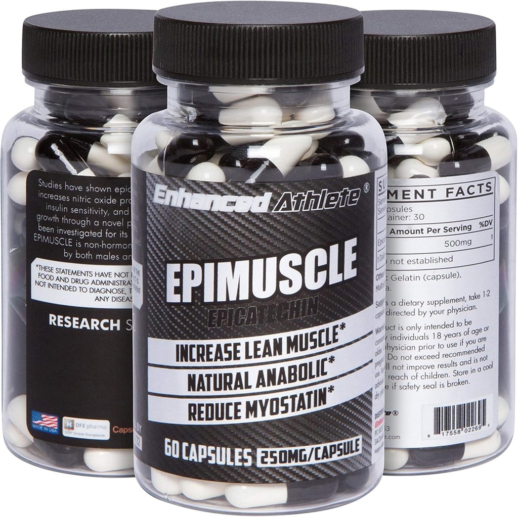 Enhanced Athlete Epimuscle - Natürliche anabole, Erhöhung der Leanmasse, Reduzieren Myostatin, 250mg reine Epicatechin/ 60 Kapseln
