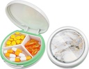 Serfeymi Small Pill Box - 3 Komponenten Tragbare Pille Box für Geldbörse Tasche, Compact Mini Travel Pill Case - Geeignet für Medizin, Vitamin, Fish Oil, Supplements - Weiß( Marmor)
