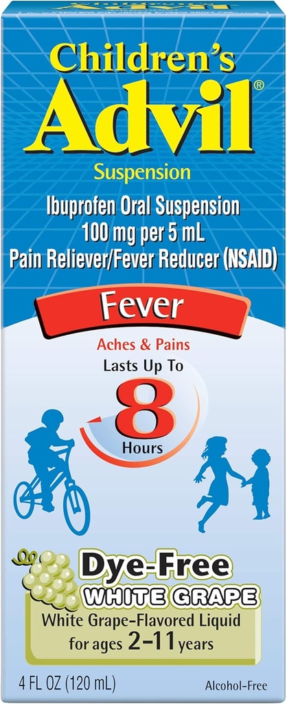 Advil Children's Suspension Sugar Free, Dye Free, Berry 4 oz (Pack von 2)