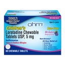 Ohm Kinder Loratadine Chewable Tablets, Dye Free, Grape, Non-Drowsy 24h Relief von Niesen, Runny Nose, Itchy Watery Eyes,Throat oder Nase, Antihistamin, Indoor & Outdoor Allergien, 5mg, 60 Tabletten