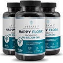 VITASEI Happy Flora, Probiotic Supplement 170 Billion CFU für eine gesunde Gut Gesundheit mit Enzymen für Verdauung, Probiotika für Frauen und Männer, 3 Flasche - 180 Kapseln