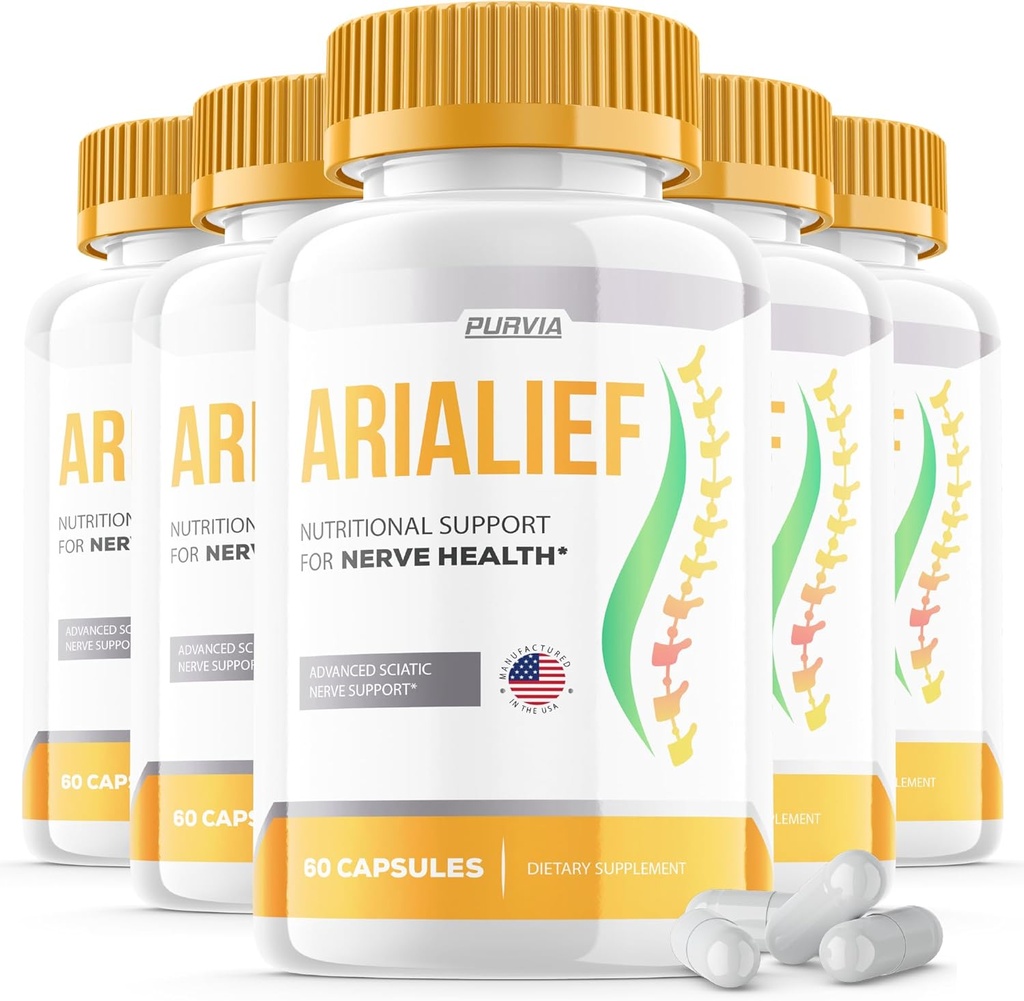(5 Pack) Arialief Capsules Sciatica - Offizielle Formel - Arialief Vitamin Supplement Advanced Strength Formula, Arialief Capsules Nutritional Support Maximum Strength Overall Wellness (300 Kapseln)
