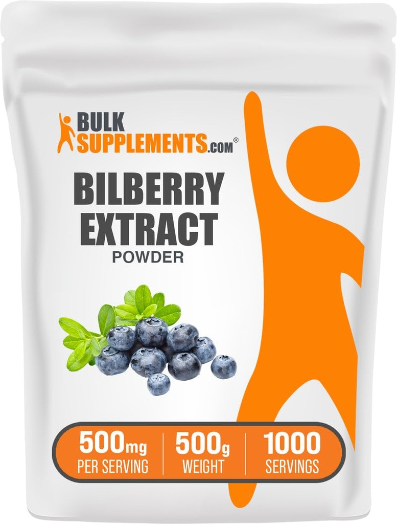 BulkSupplements.com Bilberry Extract Powder - Bilberry Extract Supplement, Kräuterergänzung - Vegan & Glulten Free, 500mg pro Servierung, 500g (1.1 lbs) (Pack von 1)
