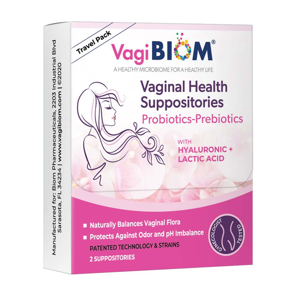 VagiBiom Probioitc Suppository Convenient Travel Pack mit 2 Suppositories: Microbiome Flora Balance. Odor Control Regimen; Balance und Nourishes Gesunde Flora