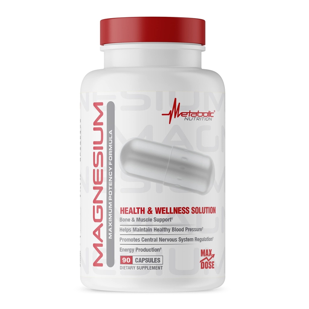Metabolic Nutrition Magnesium, 650mg pro Servierung, Non-GMO, Vegan, Glutenfrei, 90 Kapseln