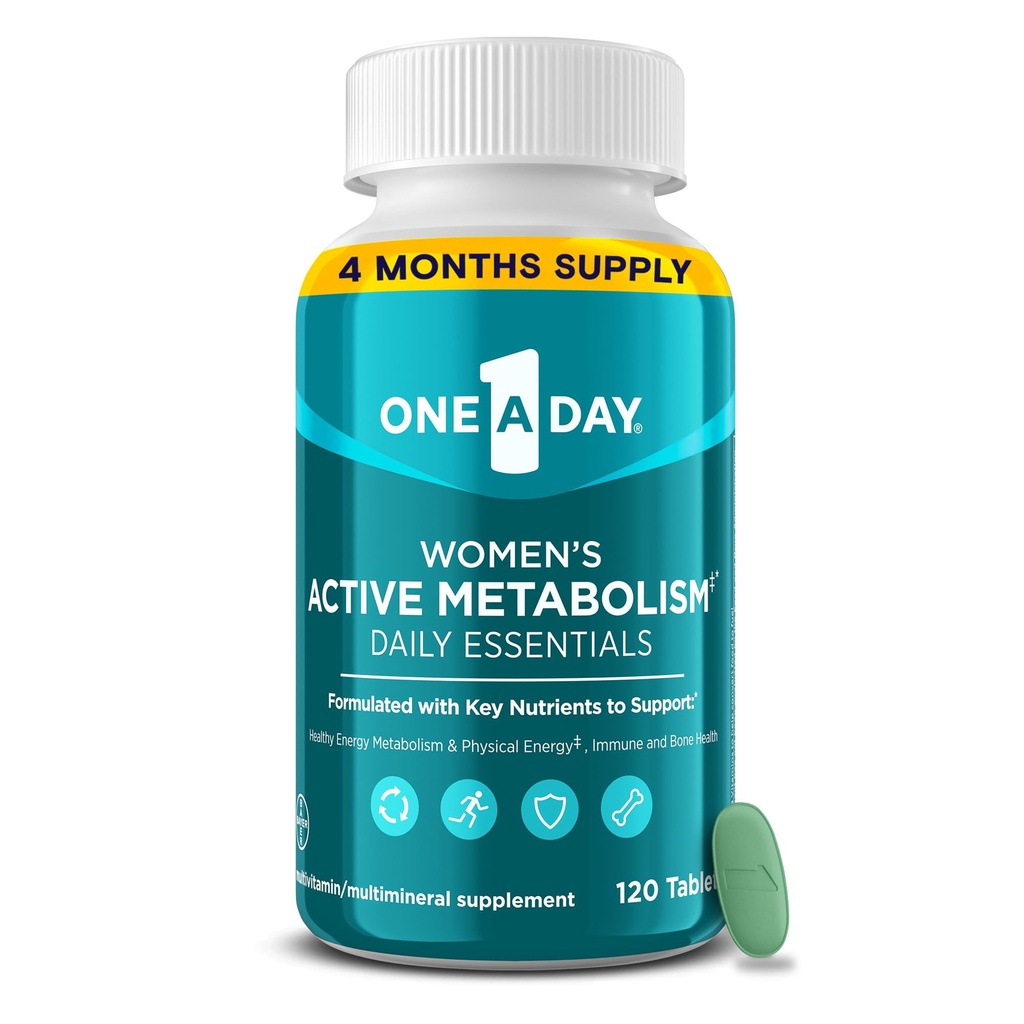 Ein Tag Frauen aktive Stoffwechsel täglich essentiell, Multivitamin für Frauen, Stoffwechselunterstützung, Vitamine für Frauen mit allen 8 B-Vitaminen, Vitamin D, Magnesium & Mehr,120 Count