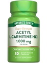 Nature's Truth Acetyl L-Carnitin 1000mg | 30 Kapseln | Super Strength | Non-GMO & Gluten Free ALCAR Ergänzung