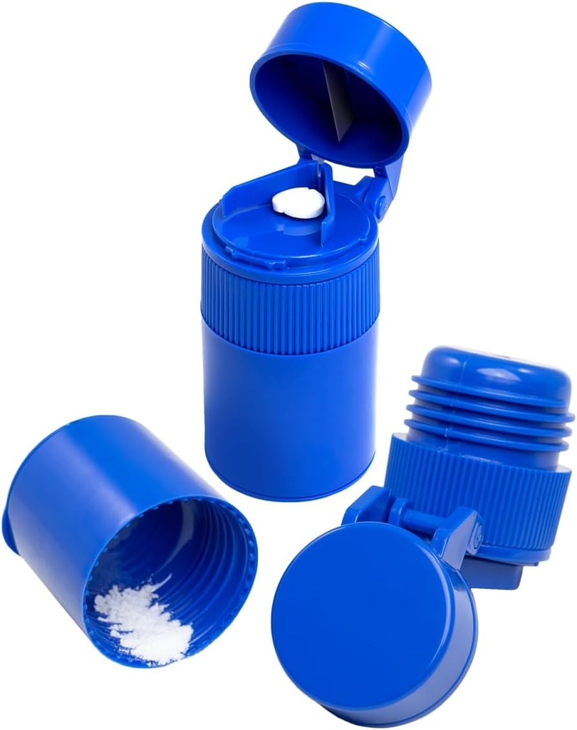 EZY DOSE 3 Compartment Pille Crusher, Cutter und Grinder, Tägliche Nutzung, Sicher schneiden Pillen, Vitamine, Tabletten, Accurate und einfache Schneiden, Edelstahl Klinge, abnehmbare Trinkbecher, Blau, BPA Kostenlos