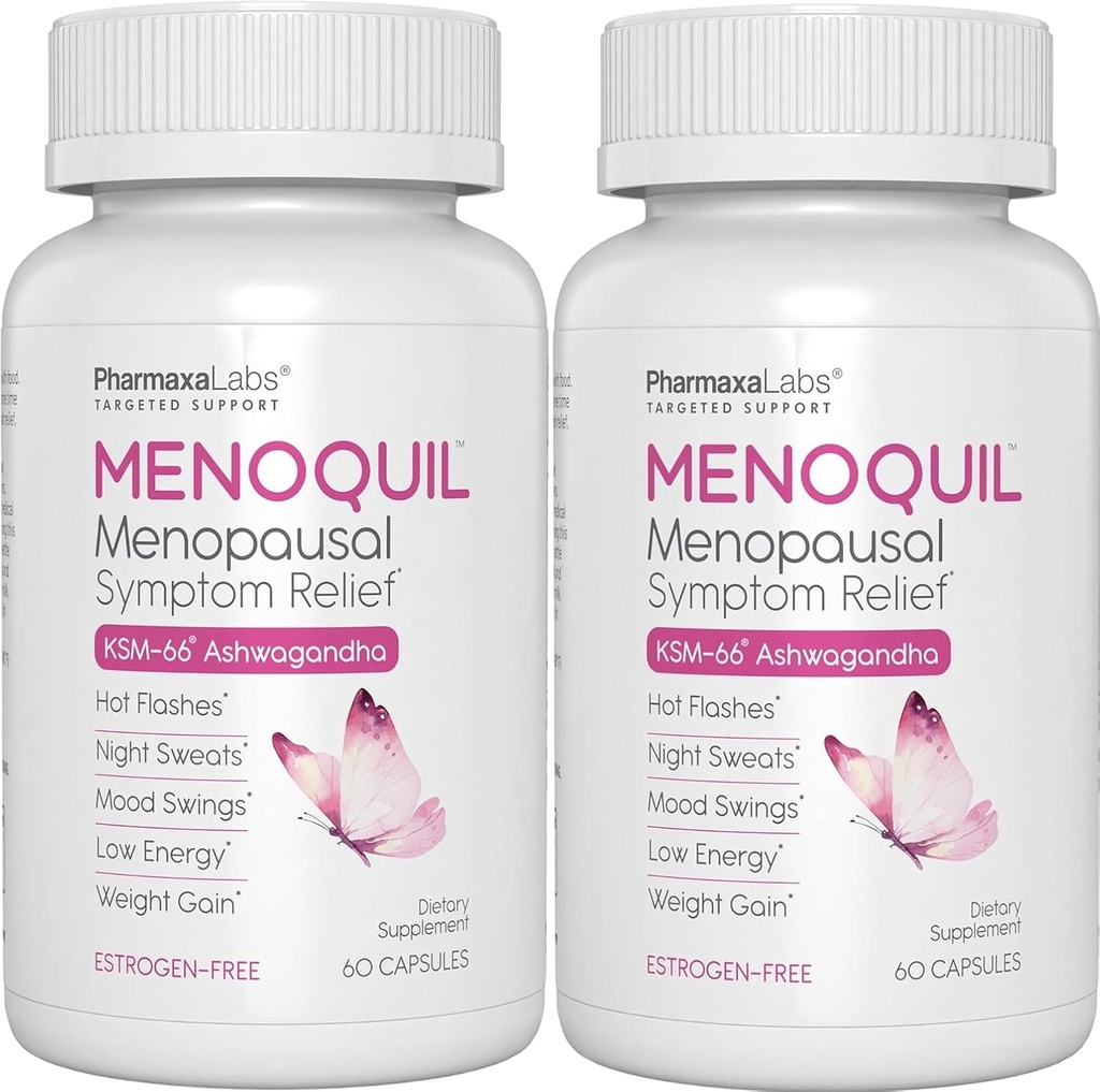 Menopausal Kraft Symptom Relief hilft Menopause zu kombattieren, Hot Flashes, Nacht Sweats und Mood Swings zu fördern Restful Sleep and Energy Boost - 60 Kapseln (Pack von 2)
