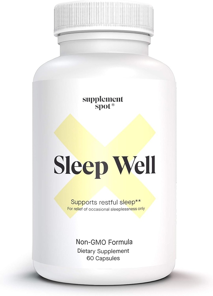 Sleep Well Natural Sleep Aid – Non-Habit Formel Supplement für Erwachsene w/Magnesium, L-Theanine, GABA & Serotonin – Sleep Support Supplement für Erwachsene (60 Kapseln, 30 Portionen)
