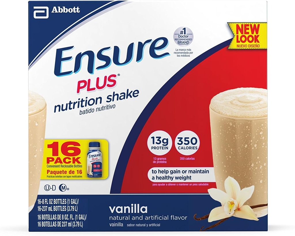 Ensure Plus Nutrition Shake, Vanilla, 8 Unzen, 16 zählen