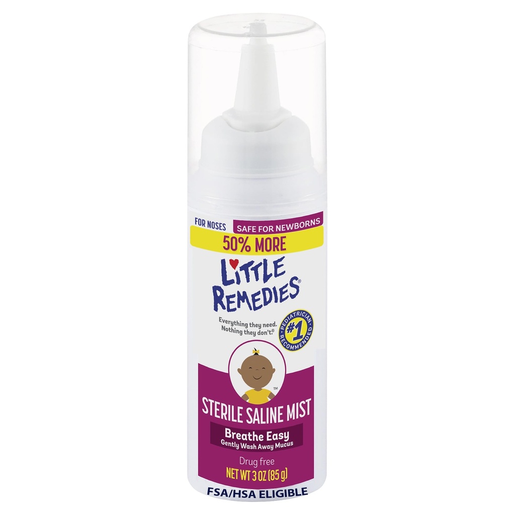 Kleine Heilmittel Steril Saline Nasal Mist, Safe für Neugeborene, 3 Unze
