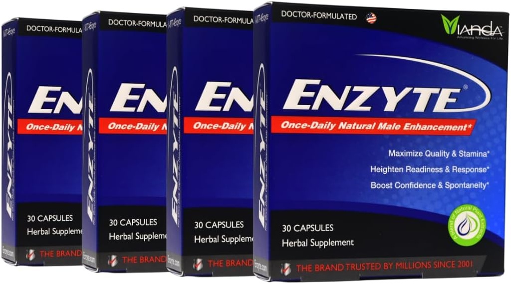 Enzyte® Natural Male Enhancement Bundle für Qualität und Stamina mit Asian Ginseng, Ginkgo Biloba, Grape Seed Extract, Horny Goat Weed - 4 Pack Bundle