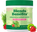 360 Nutrition Blends with Benefits Super Greens Powder w/Probiotics, Digestive Enzyme, Sugar & Gluten Free, Plant Based Superfood Drink Mix für Gut Health, Bloating, Immunität, Gesamtgesundheit, 6.35 Unze