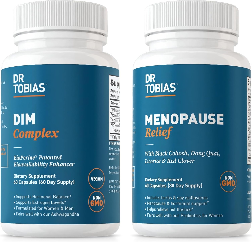 Dr. Tobias Menopause Relief und DIM Complex - Unterstützung Hormonal Balance und Menopausal Comfort, Non-GMO